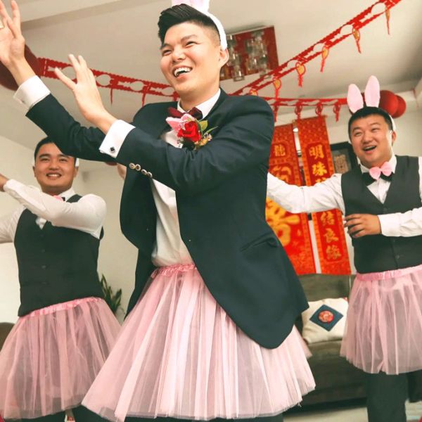 粉色紗裙 派對道具 婚禮 婚禮闖關 迎娶 舞會 懲罰 尾牙活動 變裝 整新郎 天鵝裙