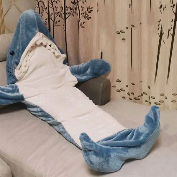 鯊魚裝 交換禮物 聖誕禮物 睡衣 冬天睡衣 睡袋 法蘭絨睡衣 鯊魚 情侶 法蘭絨 睡毯