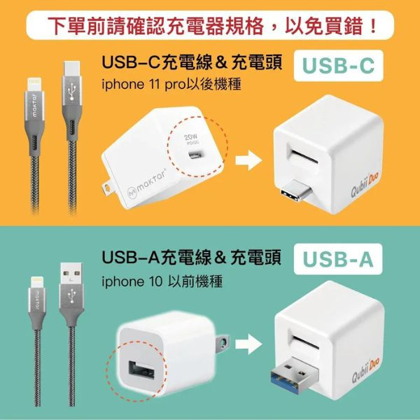 【賣場獨家贈送蘋果認證防丟神器】Maktar QubiiDuo USB-C備份豆腐iPhone / Android 適用 Maktar QubiiDuo,備份豆腐,口袋相簿