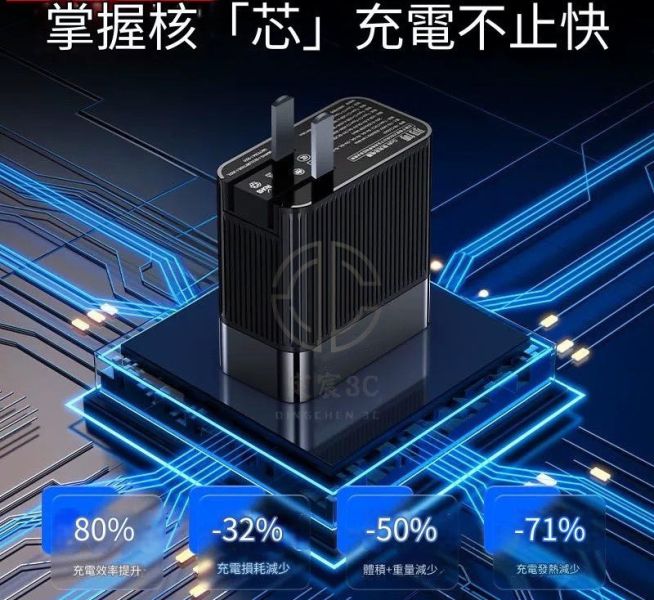 氮化鎵三孔快充頭(65W) 