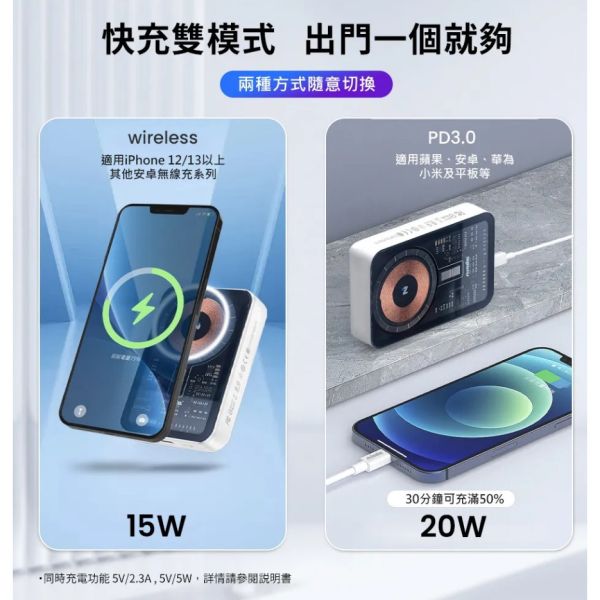 NISDA 工業風透明磁吸行動電源 10000mah 