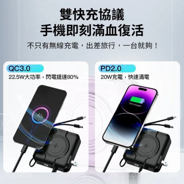 NISDA 自帶線萬用充行動電源 10000mah 