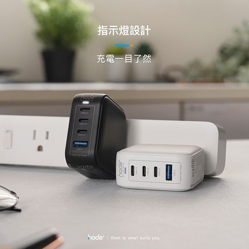 hoda 100W GaN氮化鎵智慧方型四孔電源供應器 (內附100W C to C充電線) 