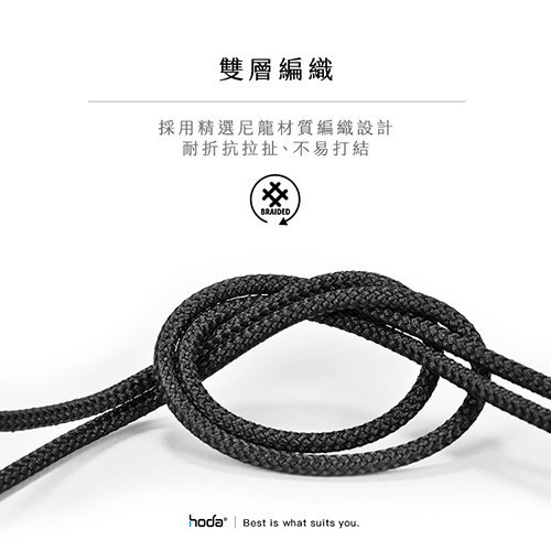 hoda 尼龍編織快速充電傳輸線 1M/1.8M 