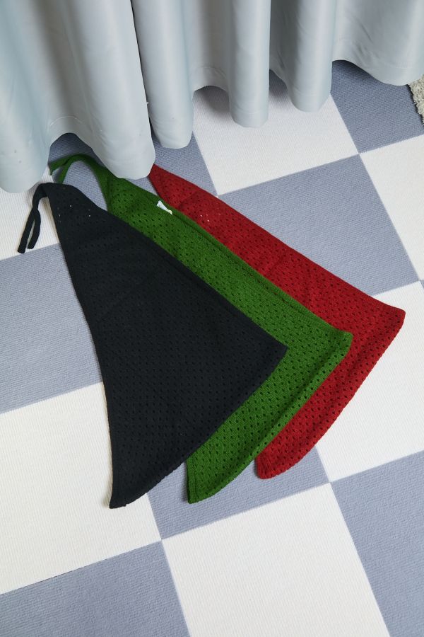 簍空大洞洞針織毛線多用途披肩三角巾(三色) 