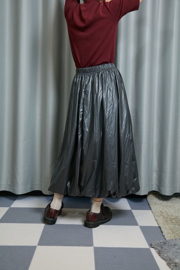 銀灰色微亮亮金屬質感澎澎氣球裙 