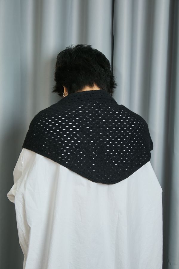 簍空大洞洞針織毛線多用途披肩三角巾(三色) 