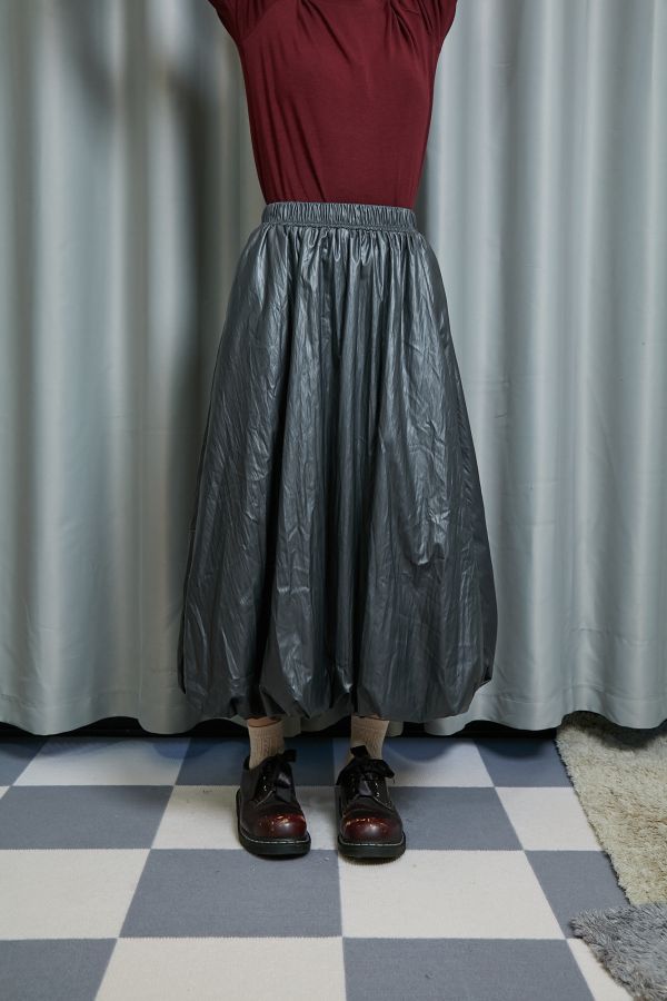 銀灰色微亮亮金屬質感澎澎氣球裙 