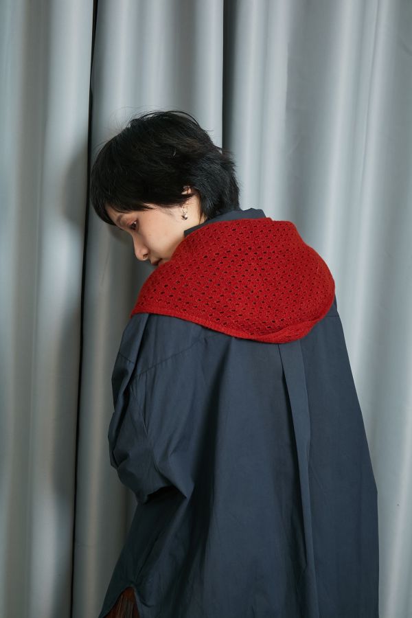 簍空大洞洞針織毛線多用途披肩三角巾(三色) 