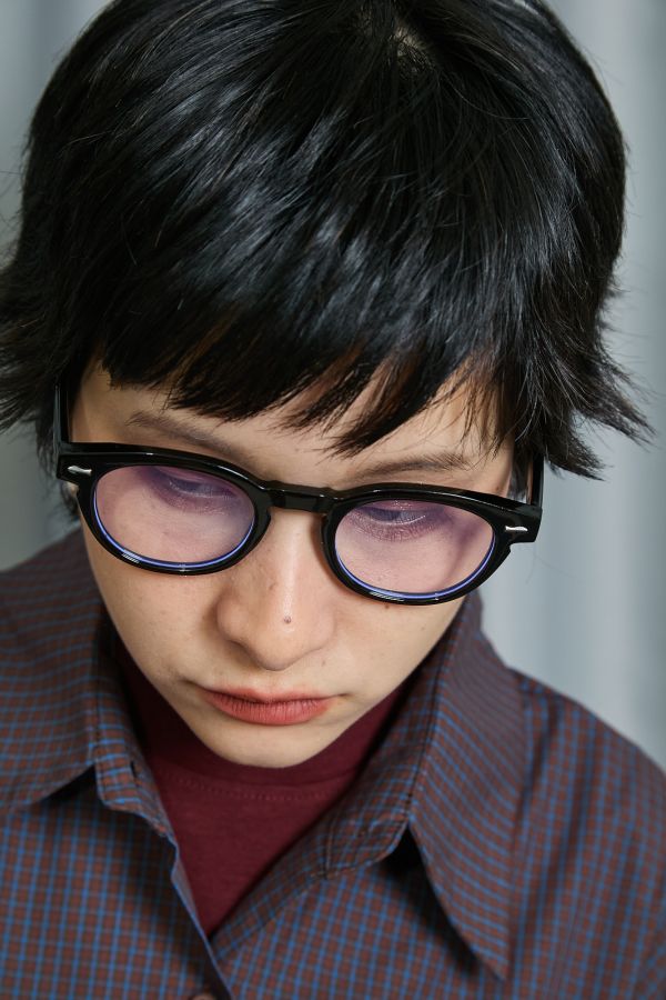 半透橢圓五金裝飾裝飾型平光造型眼鏡(三色) 