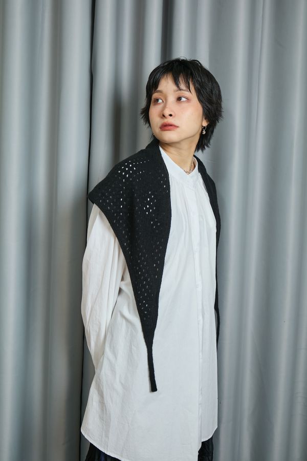 簍空大洞洞針織毛線多用途披肩三角巾(三色) 