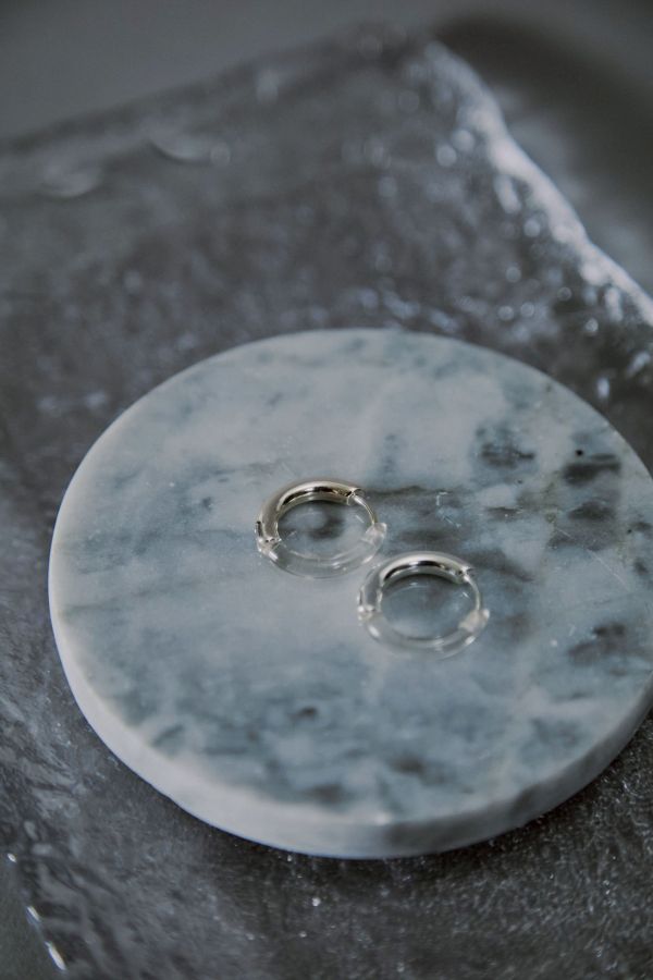 對半切割拼接透明金屬圈圈耳環 