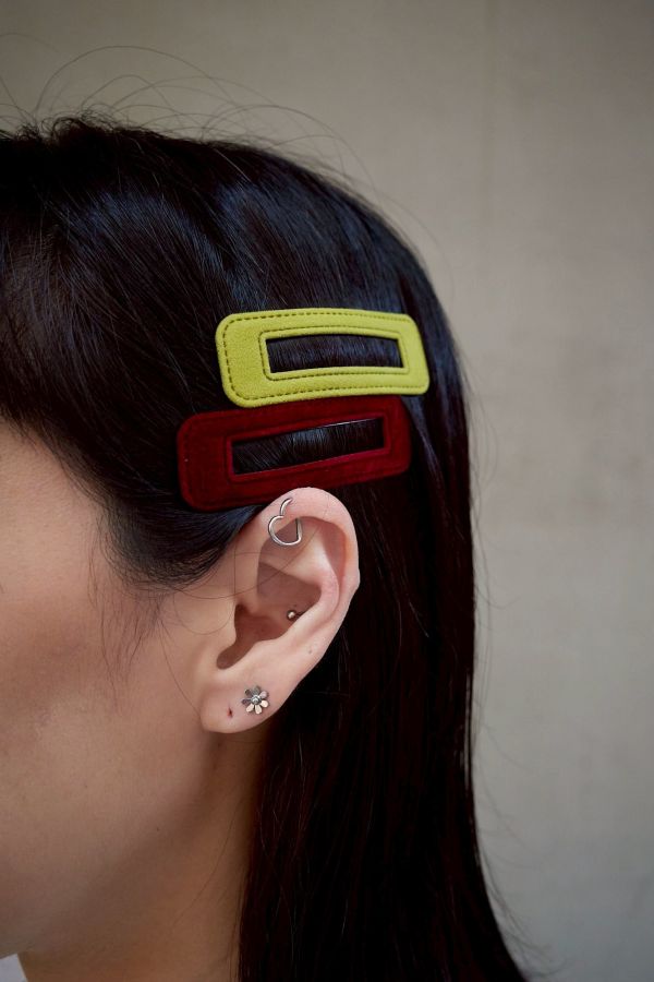 濃色絲絨布料三種造型髮夾 