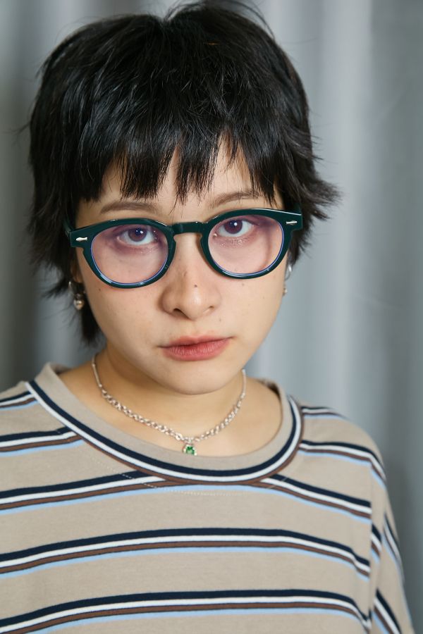 半透橢圓五金裝飾裝飾型平光造型眼鏡(三色) 