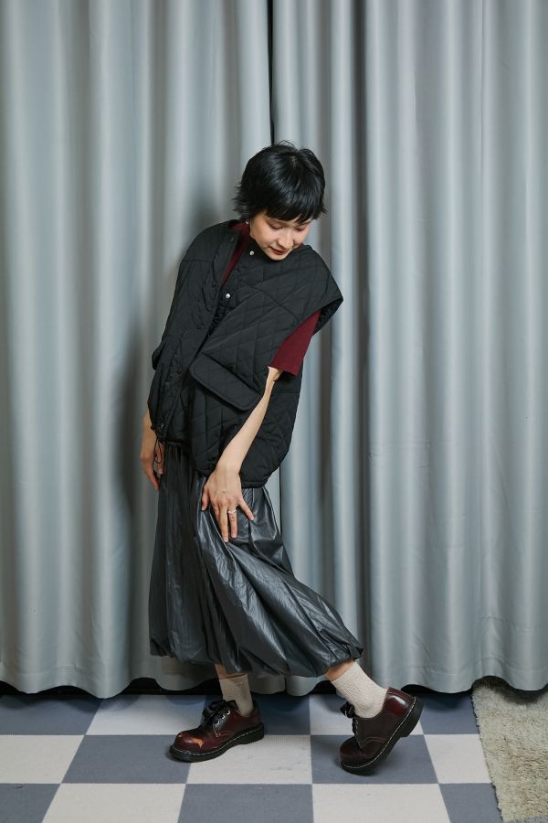 銀灰色微亮亮金屬質感澎澎氣球裙 