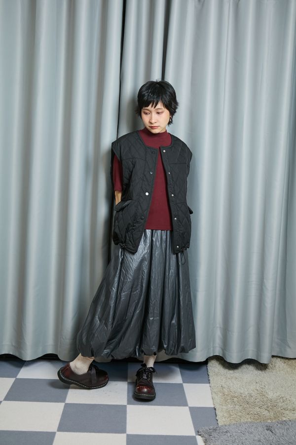 銀灰色微亮亮金屬質感澎澎氣球裙 