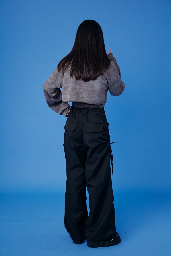 【SALE6折!!】墨灰色渲染交叉綁帶不修邊可拆穿兩件式上衣 