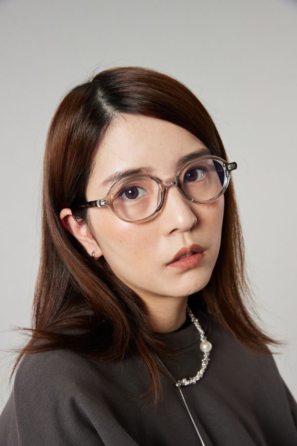 復古小圓框晶透撞色平光裝飾眼鏡(三色) 