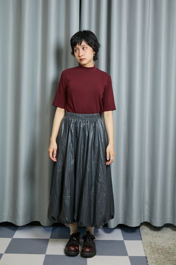 銀灰色微亮亮金屬質感澎澎氣球裙 