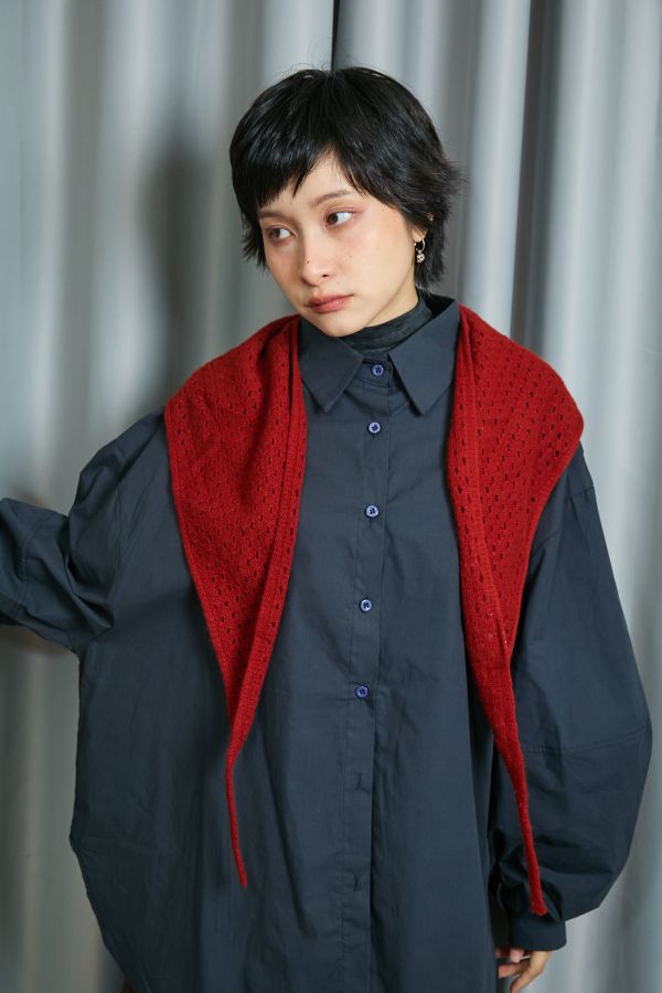 簍空大洞洞針織毛線多用途披肩三角巾(三色) 