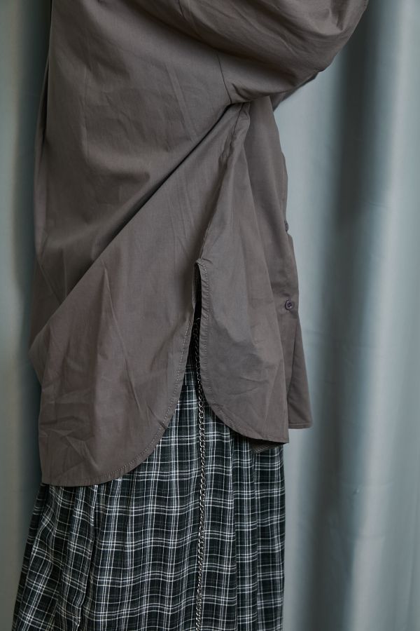 秋日沉穩色系立體繭型大澎袖寬鬆襯衫(咖啡) 