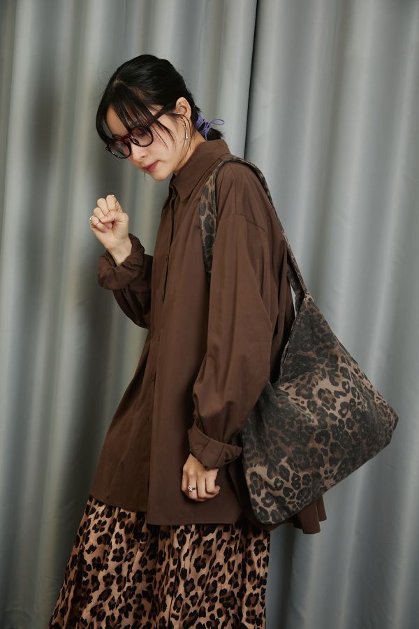 【SALE7折!!】水洗大豹紋斜紋布寬背帶托特包 