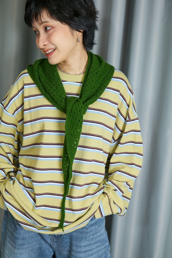 簍空大洞洞針織毛線多用途披肩三角巾(三色) 