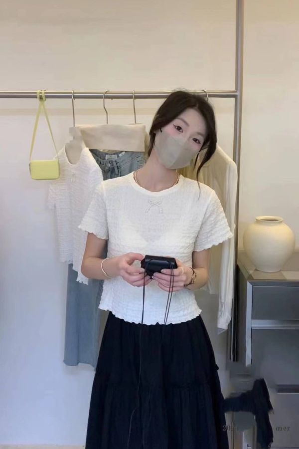 泡泡棉珍珠蝴蝶結Tee 