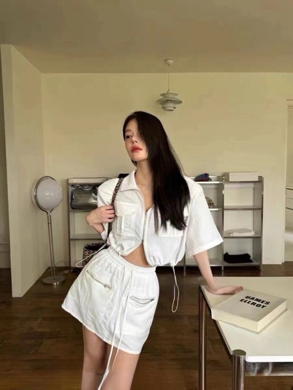 雙拉鍊外套+工裝裙套裝 