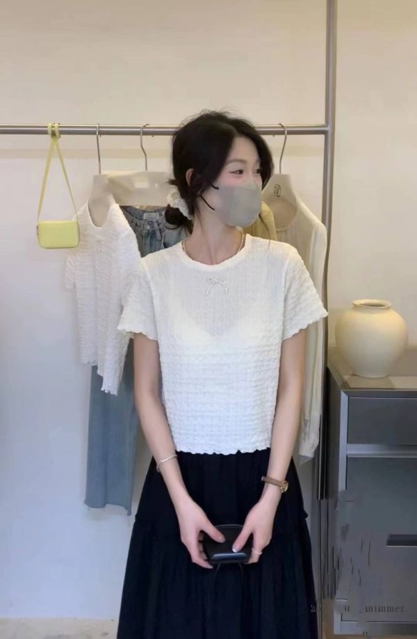 泡泡棉珍珠蝴蝶結Tee 