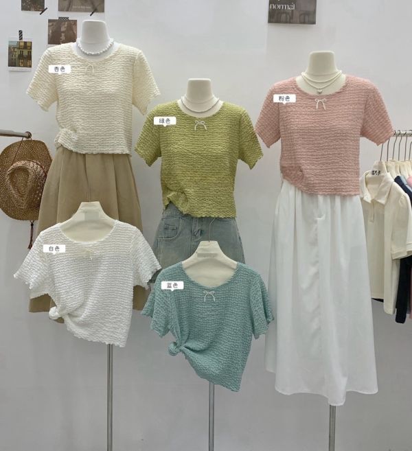 泡泡棉珍珠蝴蝶結Tee 