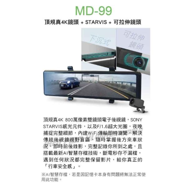 六姐的店※【DOD】MD-99 4K GPS 電子後視鏡 贈32G 【DOD】MD-99 4K GPS 電子後視鏡 贈32G
汽車行車紀錄器