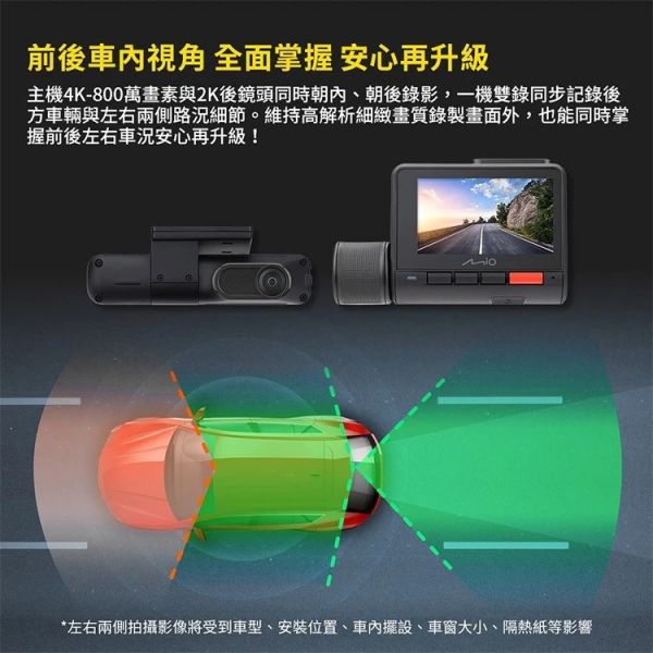 六姐的店※【MIO】MiVue 960W+E80D 前4K後2K內2K 三鏡頭汽車行車記錄器 前後星光級.安全預警六合一 