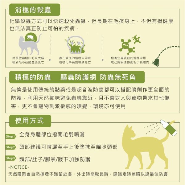 Happy Cat蟲蟲掰掰-天然防蚤驅蟲噴劑/貓咪用40ML SGS檢驗 不含化學藥劑~ 