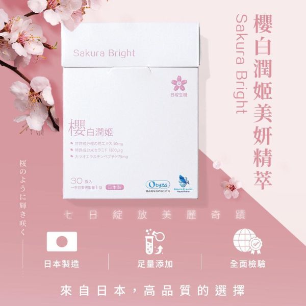 美妍職人-櫻白潤姬美妍精萃 ｜共30包 櫻白潤姬,膠原蛋白,養顏美容,玻尿酸,神經醯胺,彈性蛋白,維生素C,美妍,櫻花,美顏保健品,美容保健,日本膠原蛋白,美白,抗老,保濕,日櫻生機,北海道鮭魚精華