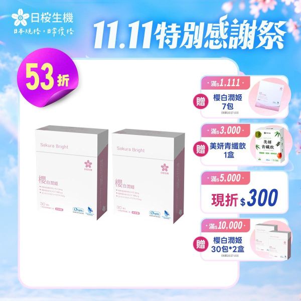 【2盒組】美妍職人-櫻白潤姬美妍精萃 30包/盒｜現省2504元 櫻白潤姬,膠原蛋白,養顏美容,玻尿酸,神經醯胺,彈性蛋白,維生素C,美妍,櫻花,美顏保健品,美容保健,日本膠原蛋白,美白,抗老,保濕,日櫻生機,北海道鮭魚精華
