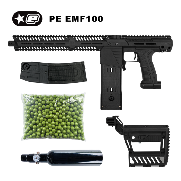 【漆彈專賣-三角戰略】漆彈衝鋒槍套組 EMF100＋彈匣*2＋HPA 13CI氣瓶＋漆彈丸500發 