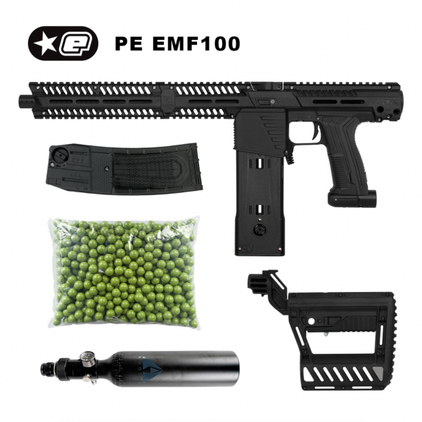 【漆彈專賣-三角戰略】漆彈衝鋒槍套組 EMF100＋彈匣*2＋HPA 13CI氣瓶＋漆彈丸500發 