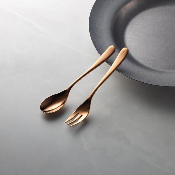 山崎金屬 - 若水系列 - 玫瑰金不鏽鋼點心叉匙組(2件式) 