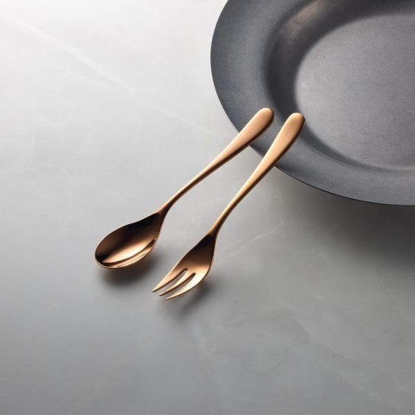 山崎金屬 - 若水系列 - 玫瑰金不鏽鋼點心叉匙(單支) 