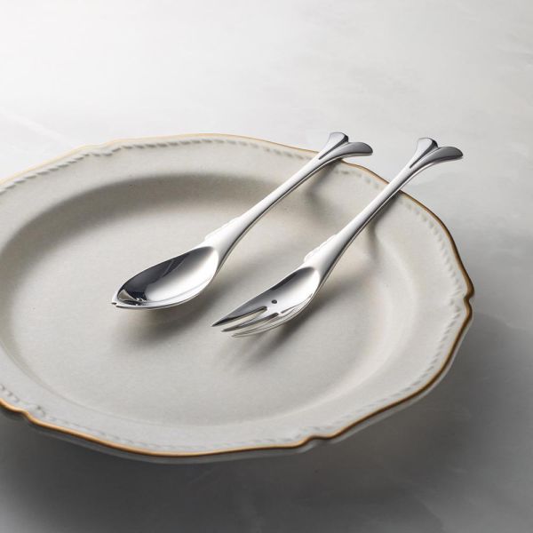 山崎金屬 - 釣魚系列 - 不鏽鋼點心叉匙組(2件式) 