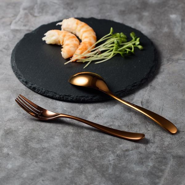 山崎金屬 - 若水系列 - 玫瑰金不鏽鋼叉匙組(2件式) 