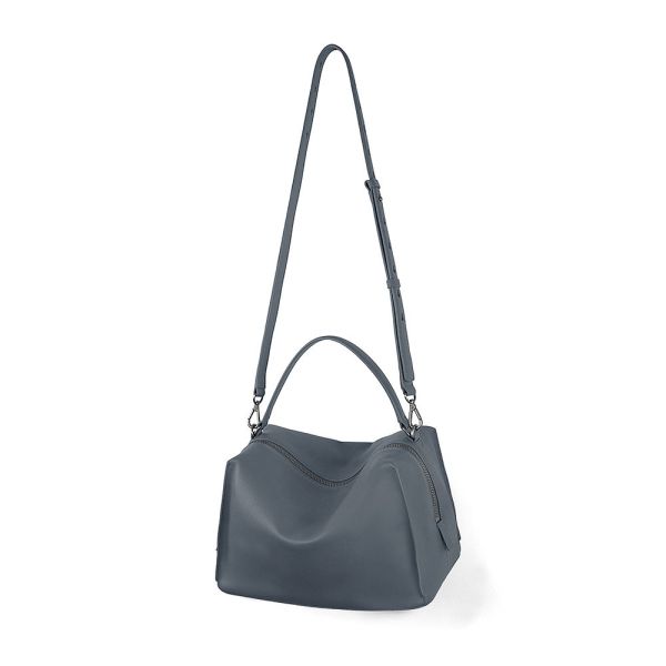 DTB｜Valley 方型軟包 - 霧灰藍 斜背,單肩,手提,方包,多用,設計大獎,中性,經典,優雅,真皮,原創,設計師,台灣設計,皮革,輕軟,質感,