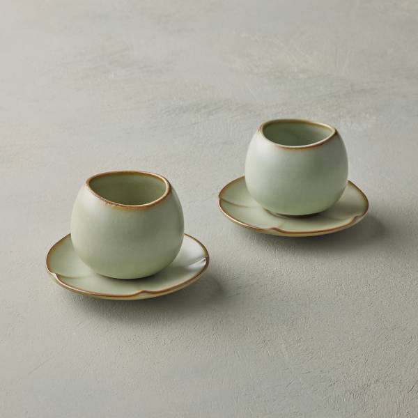 安達窯 - 汝窯翠荷 - 待放對杯4件組 (禮盒裝) 台灣製造,茶具組,禮盒