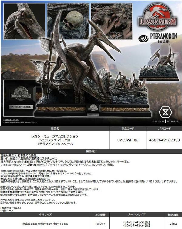 レガシーミュージアムコレクション ジュラシック・パークIII プテラノドン 1/6スケール 預購27年02月1004 