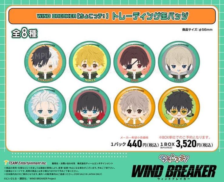 WIND BREAKER  徽章 一中盒8入 ちょこっテ! トレーディング缶バッジ  預購25年10月0820 