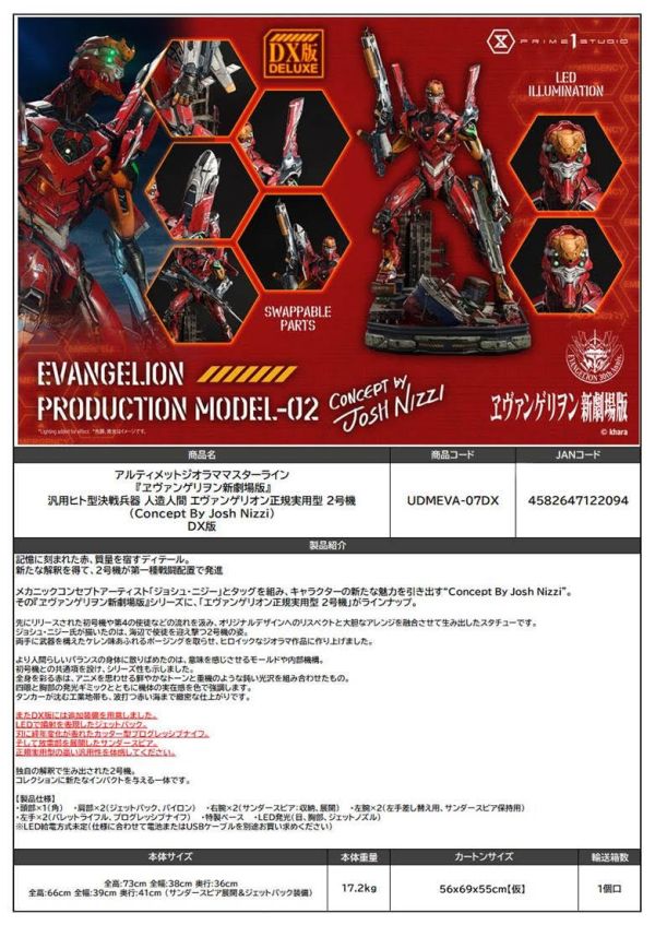 アルティメットジオラママスターライン ヱヴァンゲリヲン新劇場版 汎用ヒト型決戦兵器 人造人間 エヴァンゲリオン正規実用型 2号機(Concept By Josh Nizzi) DX版  預購27年01月0828 