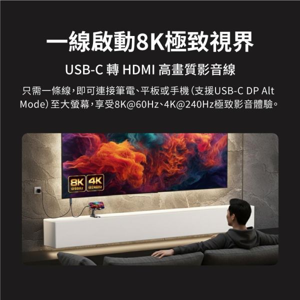 8K 手機同屏線｜Type‑C to HDMI 轉接線｜PD快充｜8K@60 / 4K@120｜手機投影電視線｜2米｜PX MHC‑200C PRO 8K 手機同屏線,Type C to HDMI,手機轉電視線,8K 轉接線,4K120 投影線,USB‑C HDMI 轉換,手機投影電視,Android 投影線,PD 快充投影線,8K HDMI 轉接,PX MHC‑200C PRO 8K手機同屏線,PX MHC‑200C PRO