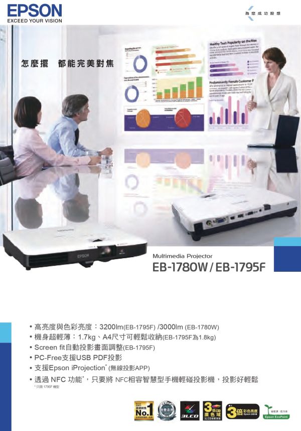 EPSON EB-1795F  便攜型投影機 投影機,epson投影機,教育投影機,,epson eb-1795F,攜帶型投影機,超薄投影機,輕便型投影機,商務投影機, EPSON EB-1795F 高亮度投影機推薦,會議室投影機,商務簡報投影機,會議室投影設備,  台北投影機廠商, 台北投影機安裝