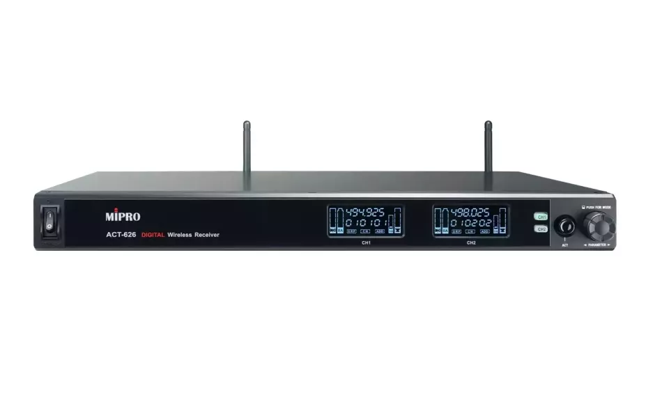MIPRO ACT‑626 雙頻道無線麥克風主機組｜UHF 數位雙頻道接收器｜48MHz 寬頻接收｜256‑bit 加密｜專業會議、表演首選 MIPRO ACT‑626,ACT‑626 無線麥克風,MIPRO 無線麥克風主機,ACT‑600 系列,UHF 數位無線麥克風,48MHz 寬頻接收麥克風,256‑bit 加密麥克風,企業會議麥克風, MIPRO-ACT‑626無線麥克風主機組,台灣製麥克風, 無線麥克風
